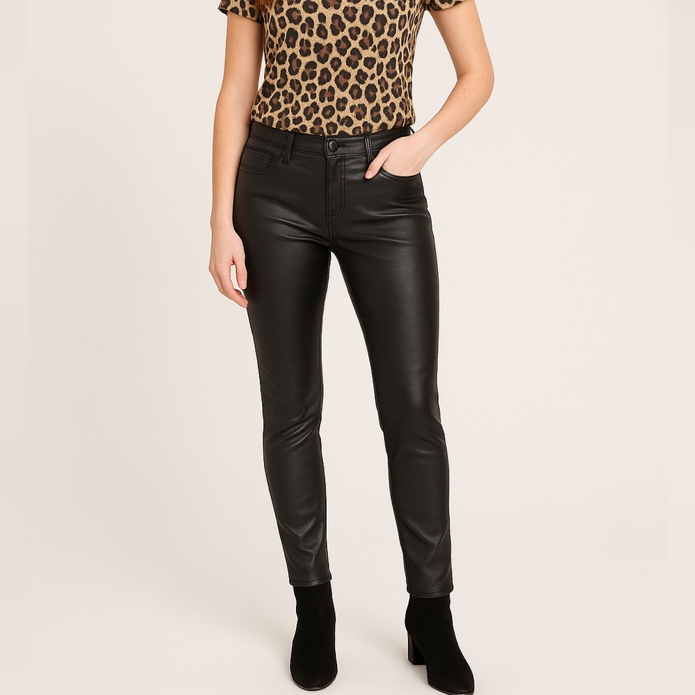 Social Standard By Sanctuary Faux Leather Coated Ankle Skinny Jeans Black Size 4